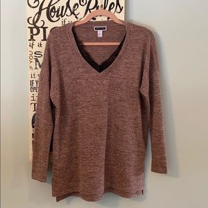 Another Story Light Knit Lace V-neck Small